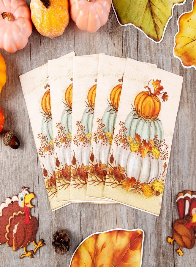 Quera ​Quera 100 Pcs Thanksgiving Guest Napkins Pumpkins Paper Napkins Autumn Disposable Dinner Napkins Paper Hand Towels for Kitchen Fall Harvest Party Dinners or Events​ Decorations - Image 2